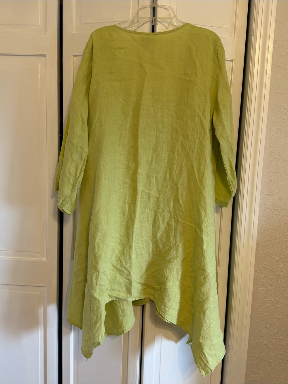 Click by Color Me Cotton Lime Green Tunic Top with Decorative Wooden Buttons - Picture 2 of 8